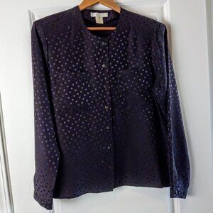Geoffrey Alexander for Private Agenda Silk Long Sleeve Blouse